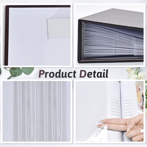 Popotop Photo Album 4x6 100 Photos with Writing Space, Leather Cover Album with Display Picture Window, Photo Book for Wedding Family Baby Gift - color: Coffee, size: 100 Pockets