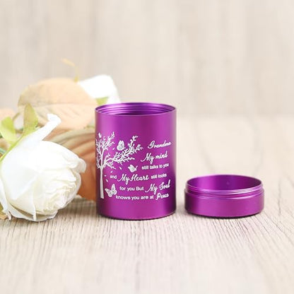 3 Inch Small Urn for Human Ashes Aluminum Mini Cremation Small Keepsake Urn for Sharing Ashes Mini Urn-Grandma Purple - size: Purple-Grandma