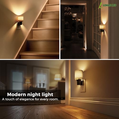 L LOHAS LED Night Lights Plug into Wall,Linen Fabric Cylinder Night Light - color: Cylinder-3000K, size: 1 Pack