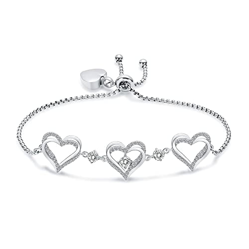 shajwo Heart Urn Bracelet for Ashes for Women - color: Silver-White