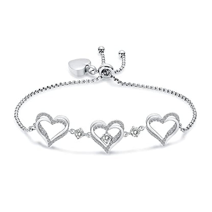 shajwo Heart Urn Bracelet for Ashes for Women - color: Silver-White