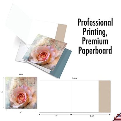 The Best Card Company - 10 Assorted Flower Cards Blank for Women (4 x 5.12 Inch) - All Occasion Floral Greetings Boxed - Wall Flowers AMQ6129OCB-B1x10 - style: Wall Flowers
