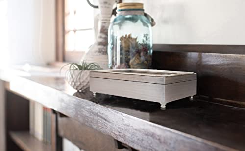 Cottage Garden In Memory Mother of Pearl Grey Wood Music Box Plays Wind Beneath My Wings