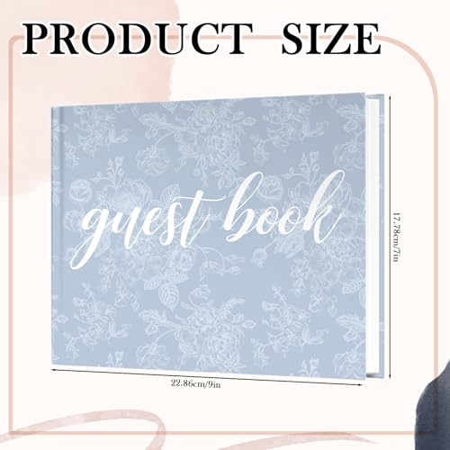 Engrowtic 7 x 9 Inches Floral Guest Book with Pen Hardcover Guestbook Registry Book for Wedding Bridal Shower Baby Shower Graduation Birthday Funeral Anniversary Reception, 50 Sheets 100 Pages(Blue) - color: Blue
