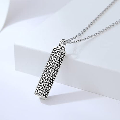 Sterling Silver Flower Tree Life Cremation Urn Necklace for Women - color: Bar *Celtic Sty2