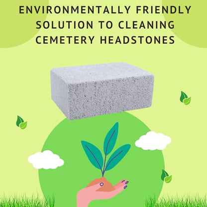 Magic Headstone Cleaning Stones - Granite Headdstone Cleaning Kit for Cemetery Memorial Stones - Headstone Cleaner for Graves - 4 Pack