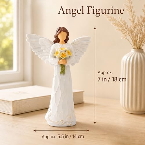 Retirement Gift for Woman, Happy Retirement Gift for Woman, 7" Angel Figurine for Retirement Party Decorations, Retired Gifts for Coworkers Friends,Angel Statue Holding Flowers - style: Retirement Gift
