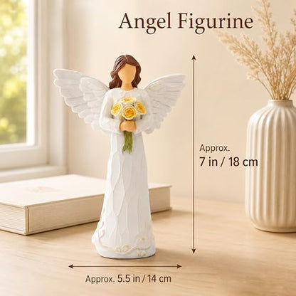 Retirement Gift for Woman, Happy Retirement Gift for Woman, 7" Angel Figurine for Retirement Party Decorations, Retired Gifts for Coworkers Friends,Angel Statue Holding Flowers - style: Retirement Gift