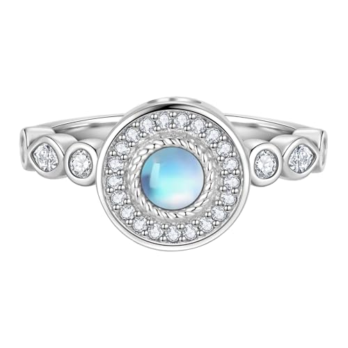 Circle of Life Urn Rings for Ashes for Women Sterling Silver Memorial Keepsake Cremation Jewelry for Ashes of Loved Ones - color: moonstone