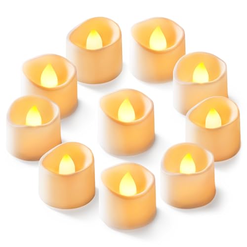 Homemory 50-Pack Flameless Tea Lights Candles Battery Operated, 200+ Hours - color: Bright Amber Glow – White Body, size: Pack of 50