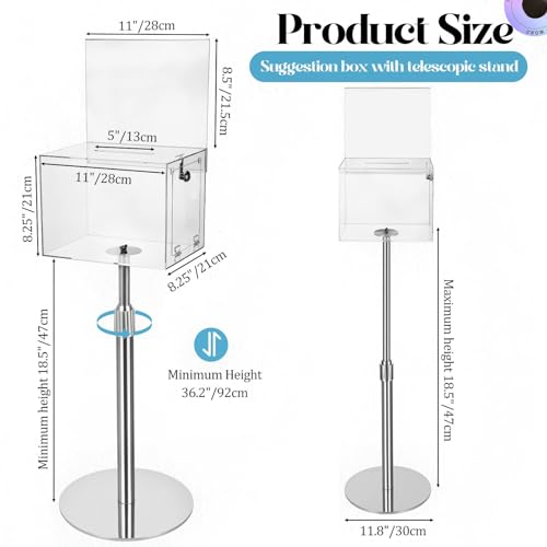 DoubleFill 1 Pack Donation Box with Lock Stand Raffle, Clear,Sliver Stand - color: Clear,Sliver Stand