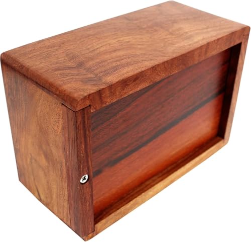 Solid Wood Funeral Urn for Human Ashes-Carved Wooden Urn Box for Human Ashes Holds 170 cu.in. (L) - size: Large