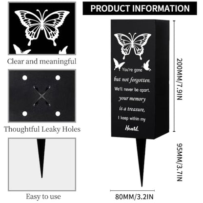 WEBEEDY Cemetery Vases for Grave Butterfly Grave Vase with Spike Cemetery Decoration Memorial Vase for Graves Outdoor Yard, Sympathy Gift Graves Flower Holder for Loss Family,1 pc (3x8 Inch)