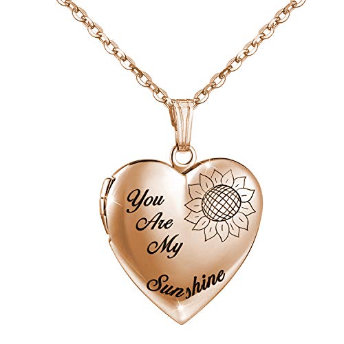 YOUFENG You are My Sunshine Necklace Sunflower Locket Necklace that Holds Pictures Heart Locket Pendant Gifts for Her - style: Rose Sunflower locket