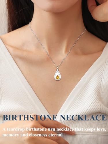 925 Sterling Silver Cremation Jewelry for Ashes Urn Necklace Memorial Teardrop Ashes Keepsake Urns Pendant Necklace for urn Necklaces Ashes Jewelry Gifts - color: Nov.