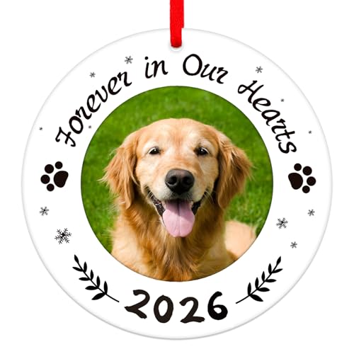 WaaHome Picture Frame Dog Memorial Christmas Ornaments 2026 for Loss of Dog | Dog Memorial Gifts, Personalized Photo Pet Memorial Ornaments for Christmas Tree, Pet Remembrance Gifts for Loss of Dogs