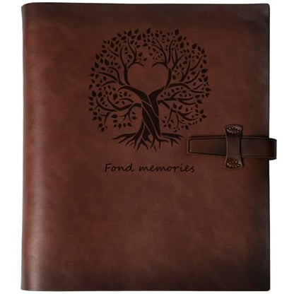 Photo Album 4x6 200 Photos, Genuine Leather Albums Page Refillable with 30 Pieces Writing Paper, Best Gift for Travel Wedding Kids Graduation Baby Picture Album Scrapbook - color: Coffee Tree