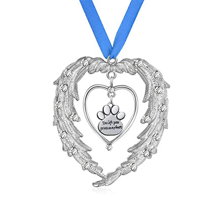Pet Memorial Christmas Ornaments, Angel Wings Dog Remembrance Gift, Pet Memorial Gifts for Loss of Dog,Pet Bereavement Sympathy Gift, Xmas Tree Hanging Decorative Keepsake Frame Decor Pendant