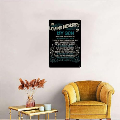 In Loving Memory Aluminum Wall Decor 8x12 Inch Memorial Keepsake for Deceased Loved One Retro Style Remembrance Plaque with Heartfelt Verse for Home Wall Hanging Sympathy Gift for Bereaved Family