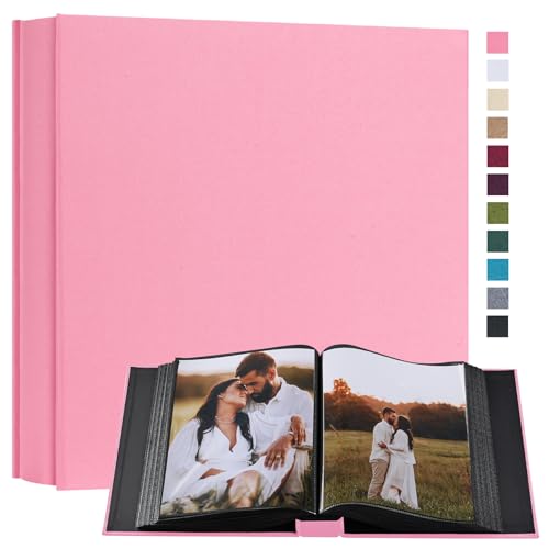 potricher Small 8x10 Photo Album, 160 Pockets, Linen Cover, Pink - color: Pink