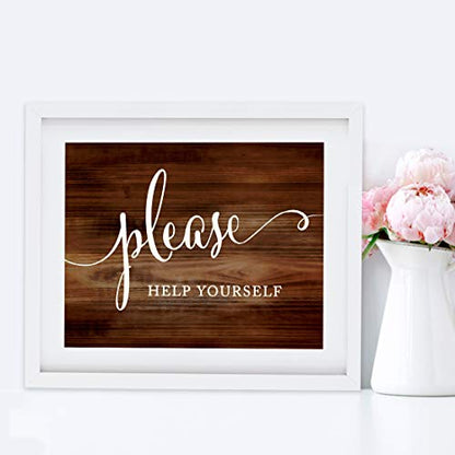 Andaz Press Wedding Party Signs, Rustic Wood Print, 8.5x11-inch, Please Help Yourself Reception Dessert Table Sign, 1-Pack, Unframed - color: Food Please Help Yourself