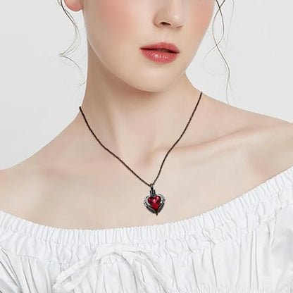 shajwo Angel Wing Heart Urn Necklace for Ashes - color: Black-Red