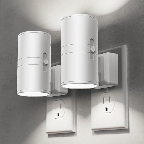 Night Lights Plug into Wall, Modern LED Night Light Plug in | Dusk to Dawn Sensor 5000K Daylight 0-100LM Adjustable Brightness Dimmable NightLight 2 Pack Hallway Bedroom Stairway - color: White-5000K, size: 2 Pack