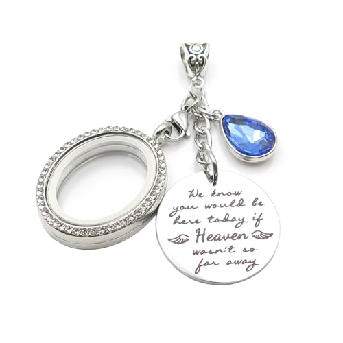 IDLAN Wedding Bouquet Locket Charm Rhinestone Photo Frame Memorial Bridal Bouquet Charm Memorial Photo Keepsake Something blue