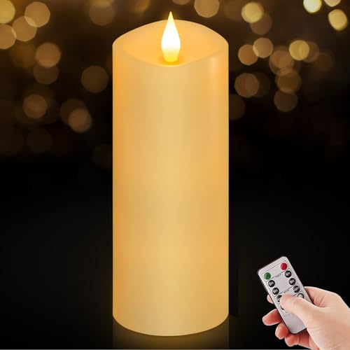 Flameless LED Candles 3"x8" Set of 1, Battery Operated with Remote & Timer, 600-Hour on 2 AA Batteries, Flickering Realistic Flame, Ivory for Indoor/Outdoor - color: Ivory, size: 3"x8" - 1 Pack