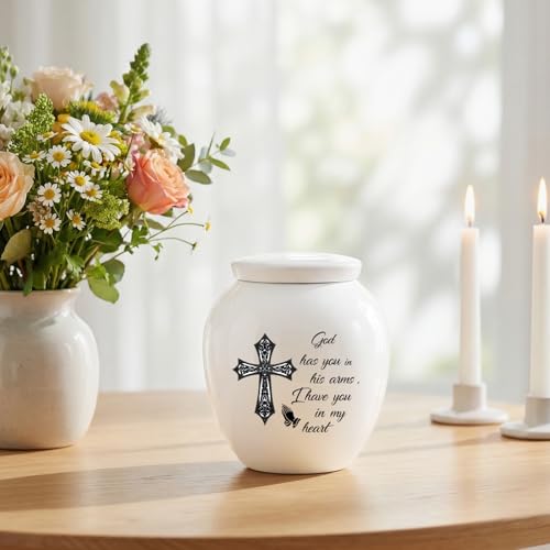 Dletay Small Urns for Human Ashes Keepsake Cross Mini Cremation Urn for Ashes Memorials Decorative Caskets for Female Male