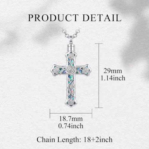 PELOVNY Urn Necklaces for Ashes of Loved Ones 925 Sterling Silver Personalized Heart Locket Urn Necklace Cremation Keepsake Memorial Jewelry Gifts for Women Men - color: Rose Cross Urn