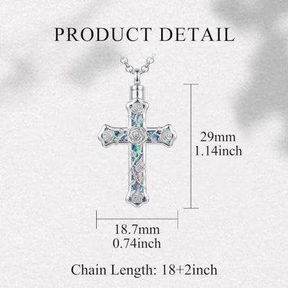 PELOVNY Urn Necklaces for Ashes of Loved Ones 925 Sterling Silver Personalized Heart Locket Urn Necklace Cremation Keepsake Memorial Jewelry Gifts for Women Men - color: Rose Cross Urn