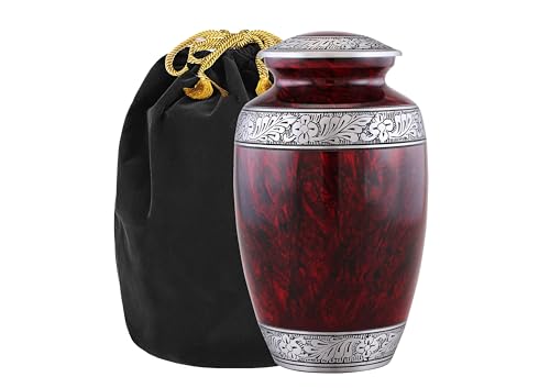Cremation Urn for Human Ashes – Large Adult ERN for Ashes – Funeral Urn for Men & Women – Memorial ERN for Loved Ones – Burial Urn for Home, Columbarium, or Funeral Service (Cherry Red, Adult) - color: Cherry Red