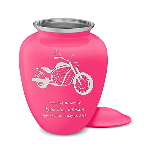 Adult Personalized Motorcycle Cremation Urns for Human Ashes I Large Bright Pink Funeral Urn for Men and Women I 200 lbs - color: Bright Pink