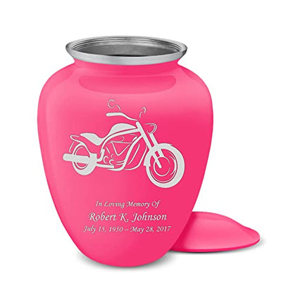 Adult Personalized Motorcycle Cremation Urns for Human Ashes I Large Bright Pink Funeral Urn for Men and Women I 200 lbs - color: Bright Pink