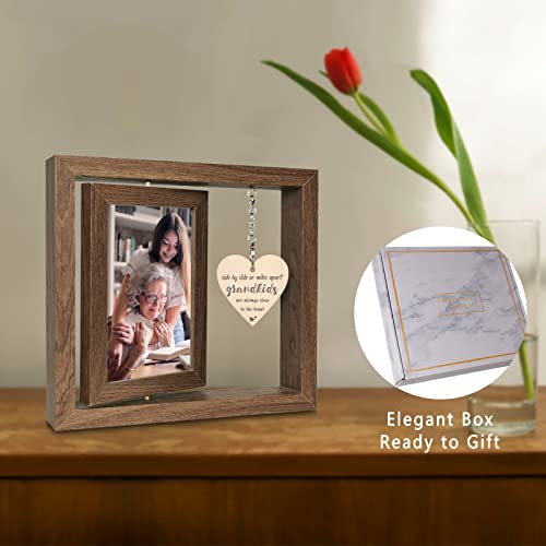 EYITUPC Rotating Wood Grandkids Photo Frame Grandchildren Grandparents Gift | Grandma Grandpa, Birthday, Christmas, Mother's Day, Father's Day, Grandparents Day, Display 2 4x6 Inch - color: Side by Side or Miles Apart - Grandkids are Always Close to the H