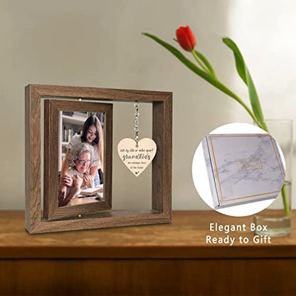 EYITUPC Rotating Wood Grandkids Photo Frame Grandchildren Grandparents Gift | Grandma Grandpa, Birthday, Christmas, Mother's Day, Father's Day, Grandparents Day, Display 2 4x6 Inch - color: Side by Side or Miles Apart - Grandkids are Always Close to the H