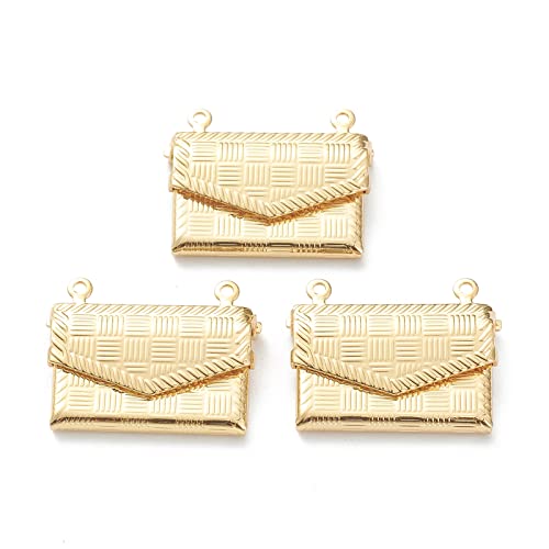 Beadthoven 10pcs Fashion Handbag Shaped Locket Pendants Gold Plated Brass Photo Frame Charms Photo Holder Memory Locket Pendants for DIY Necklace Jewelry Making - color: Gold-Bag