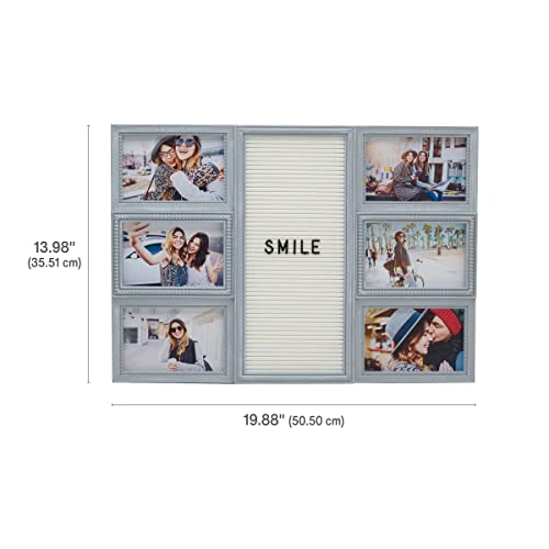 MELANNCO Customizable Letterboard 6-Opening Photo Collage, 20 x 14 inch, Distressed Grey - color: Distressed Gray, size: 20x14 - 6 Opening