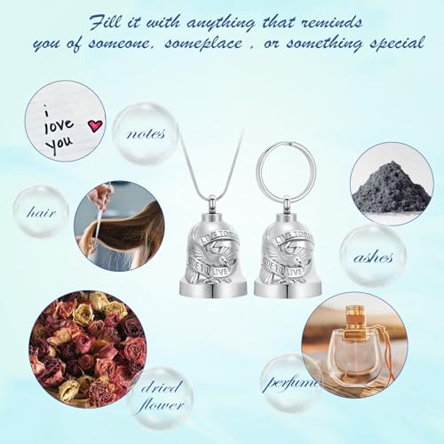 Eagle Love Cremation Keychain Bell Urn Necklaces for Ashes Keepsake Ash Pendant Memorial Urn Keychain Jewelry - color: Silver-2pcs