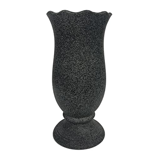 Memorial Grave Cemetery Vase Decoration for Grave Cemetery in Ground Marble Color with Spikes and Flower Foam - color: B-black
