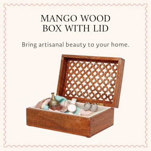 Mela Artisans Trellis Mango Wood Box - Medium Polish, 10.5x7.5 in - color: Medium Polish, size: Extra Large