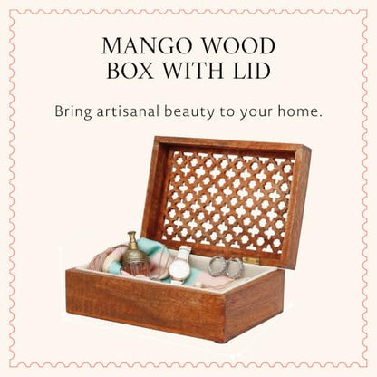 Mela Artisans Trellis Mango Wood Box - Medium Polish, 10.5x7.5 in - color: Medium Polish, size: Extra Large