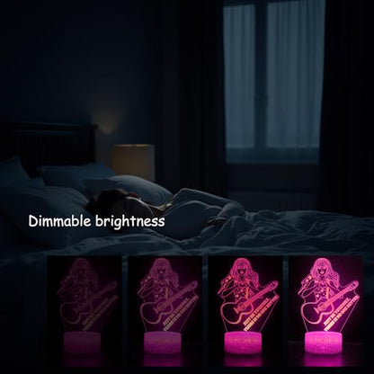 Girls Gift Night Light, Singer Meme Girl Birthday Gift Guitar, 3D Lamp Gifts Toys for Girls with Taylor Quotes Merch Remote RGB Color Changing, Gifts for Fans, Music Lover, Christmas Birthday Women - style: Meme