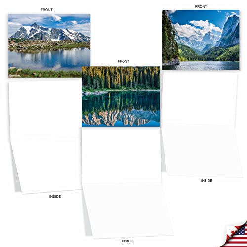 The Best Card Company - Box of 10 All Occasion Cards Blank (4 x 5.12 Inch) - Scenic Landscape Cards Assorted - Reflections M1728BN - style: Reflections