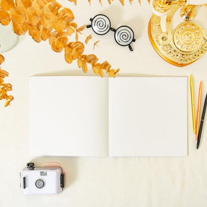 Calculs Retirement Party Guest Book for Mom The Queen Has Retired Guestbook Polaroid Picture Book 8.5” Square Hardcover Blank Pages for Instax White Cover Rose Gold Stamping - style: Contemporary
