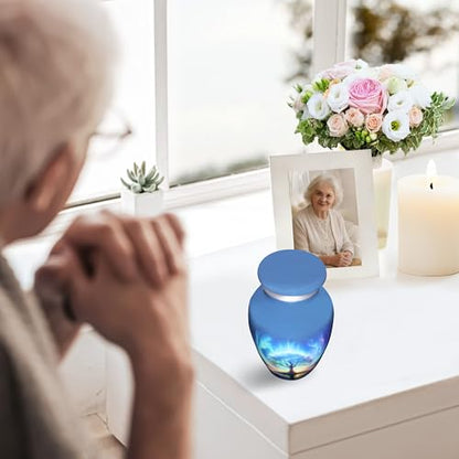 M MEILINXU Blue Tree of Life Urn, Small Urn, Keepsake Urns for Human Ashes - color: Blue, size: Small / Keepsake