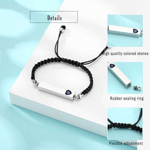 Hearbeingt Crystal Heart Cremation Jewelry Bar Urn Bracelet for Ashes - color: Z-Customize