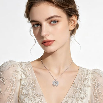 TUGHRA Memorial Necklace for Women Men, Angel Wings Heart Pendant 925 Sterling Silver A Piece of My Heart Is In Heaven Charm Necklace Sympathy Gift - style: 04-J
