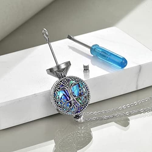 CRMAD Hummingbird/turtle/heart/dragonfly/bee/moon/tree of life Urn Necklace for Ashes Sterling Silver Jewelry for Women Memory Necklace - style: tree of life